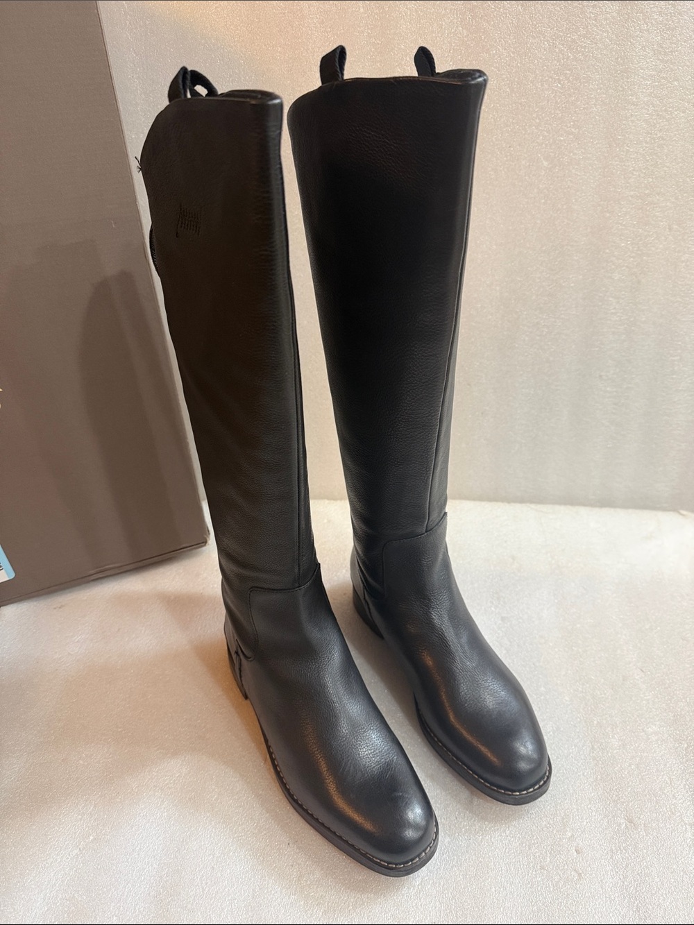 Franco Sarto Womens Meyer Knee High Flat Boots Black Leather 9.5 M